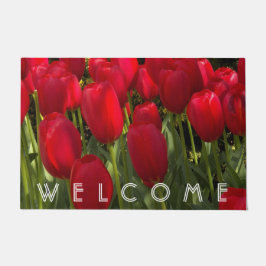 Red Tulips Floral Welcome Doormat Fußmatte