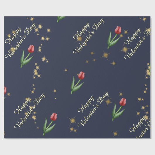 Red Tulips & Gold Stars Gorgeous  Geschenkpapier (Flach)