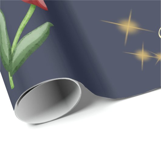 Red Tulips & Gold Stars Gorgeous Geschenkpapier (Rolleneckpunkt)