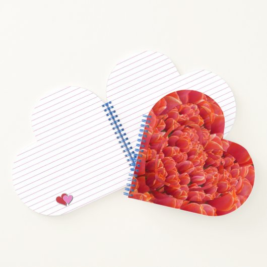Red Tulips Hearts Spiral Notebook Herz geformt Notizblock (Innenseite)