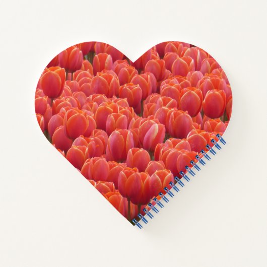 Red Tulips Hearts Spiral Notebook Herz geformt Notizblock (Rückseite)