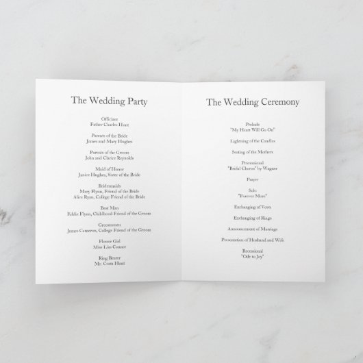 Red Tulips Hochzeitsprogramm Programm (Innenseite)