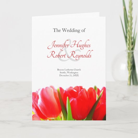 Red Tulips Hochzeitsprogramm Programm (Vorderseite)