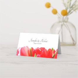 Red Tulips Hochzeitstorte Platzkarte