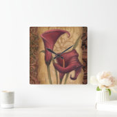 Red Tulips I Quadratische Wanduhr (Zuhause)