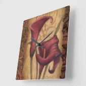 Red Tulips I Quadratische Wanduhr (Winkel)