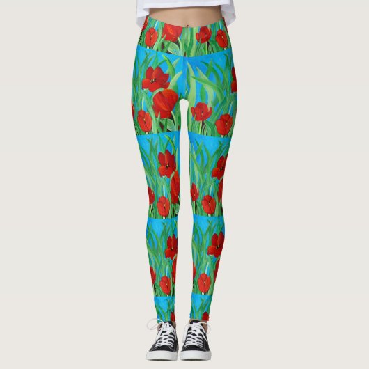 Red Tulips Leggings (Vorderseite)
