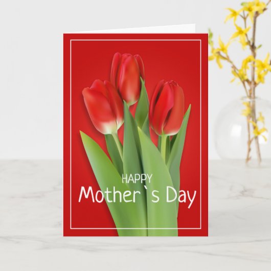 Red Tulips Muttertagskarte Karte (Gelbe Blume)