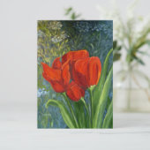 Red Tulips Note Card - Original Art - Leere Innens Dankeskarte (Stehend Vorderseite)