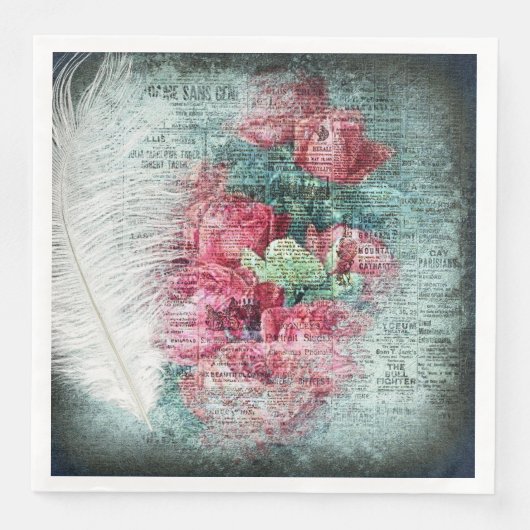 Red Tulips Ostrich Feather Ephemerial Decoupage Serviette (Vorderseite)