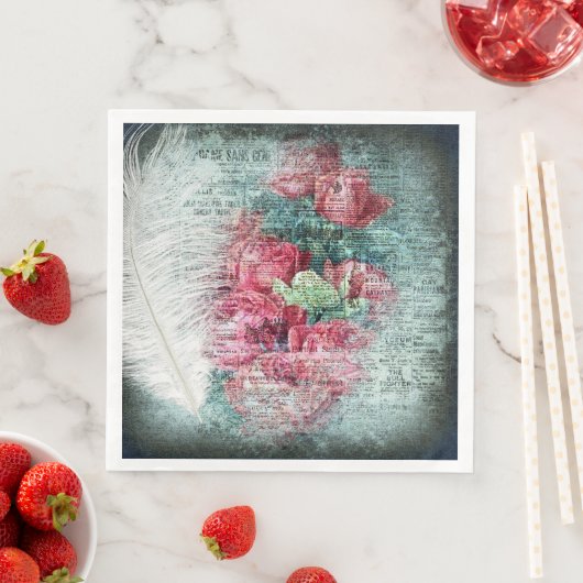 Red Tulips Ostrich Feather Ephemerial Decoupage Serviette (Beispiel)