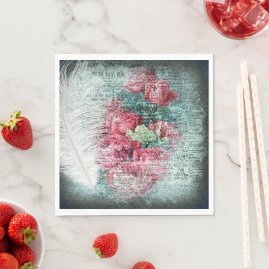 Red Tulips Ostrich Feather Ephemerial Decoupage Serviette (Beispiel)