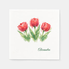 Red Tulips Paper Cup Serviette
