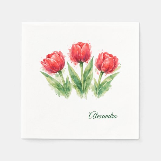 Red Tulips Paper Cup Serviette (Vorderseite)