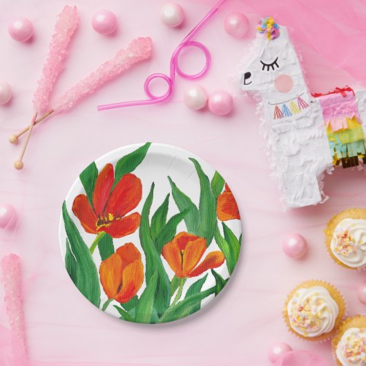 Red Tulips Pappteller (Party)