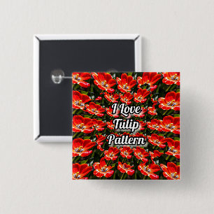 Red Tulips Pattern Button