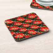 Red Tulips Pattern Getränkeuntersetzer (Linke Seite)