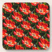 Red Tulips Pattern Getränkeuntersetzer (Vorderseite)