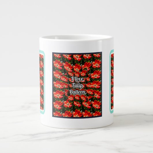 Red Tulips Pattern Jumbo-Tasse (Vorderseite)