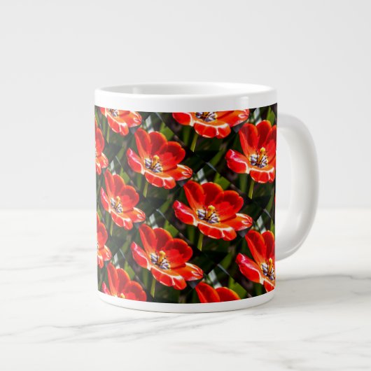 Red Tulips Pattern Jumbo-Tasse (Vorderseite Rechts)