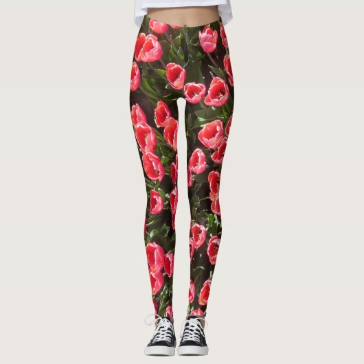 Red Tulips Pattern Legierung Leggings (Vorderseite)