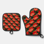 Red Tulips Pattern Ofenhandschuh & Topflappen-Set (Vorderseite)