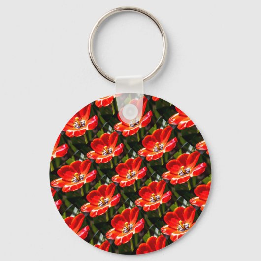 Red Tulips Pattern Schlüsselanhänger (Vorderseite)