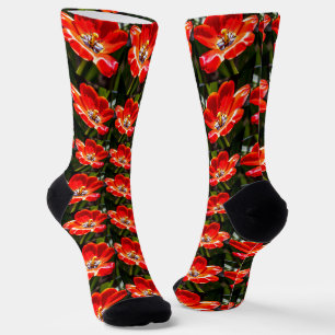 Red Tulips Pattern Socken