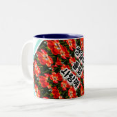 Red Tulips Pattern Zweifarbige Tasse (Vorderseite Links)