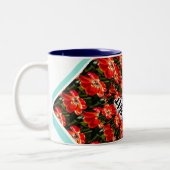 Red Tulips Pattern Zweifarbige Tasse (Links)