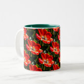 Red Tulips Pattern Zweifarbige Tasse (Vorderseite Links)