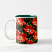 Red Tulips Pattern Zweifarbige Tasse (Links)