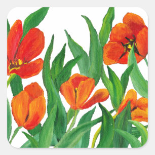 Red Tulips Quadratischer Aufkleber