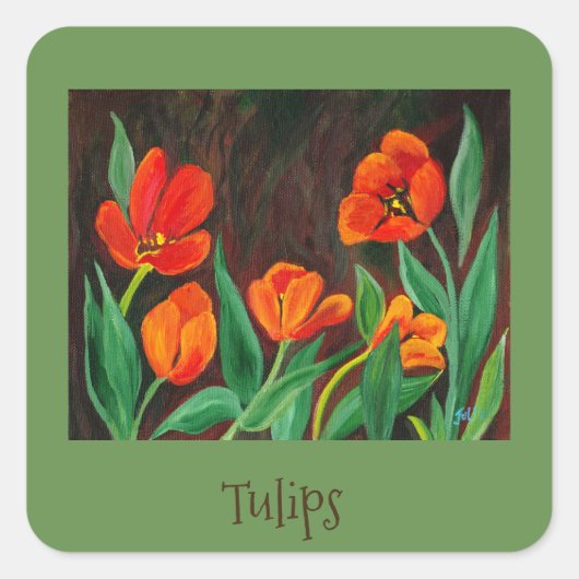Red Tulips Quadratischer Aufkleber (Vorderseite)