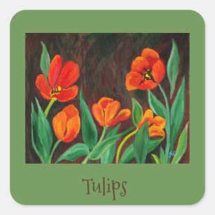 Red Tulips Quadratischer Aufkleber