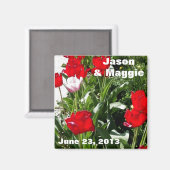 Red Tulips Save the Date Magnet (Vorderseite/Rückseite)