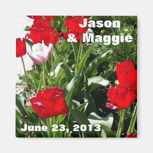 Red Tulips Save the Date Magnet