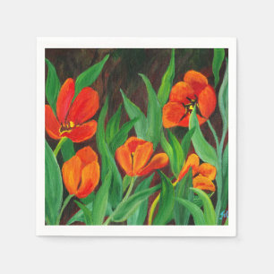 Red Tulips Serviette