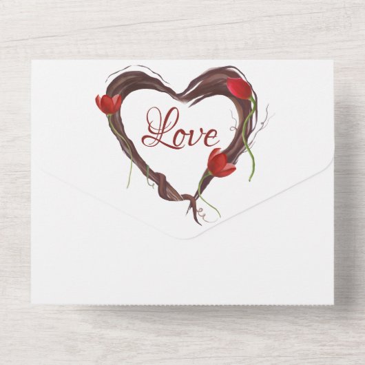 Red Tulips Spring Liebe Hochzeit All In One Einladung (Rückseite)