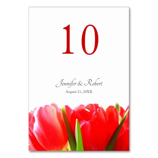 Red Tulips Tischnummer (Rückseite)