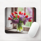 Red Tulips und Lilac Bouquet Mousepad (Mit Mouse)