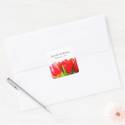 Red Tulips Wedding Sticker (Umschlag)