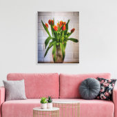 Red Tulips White Brick Wall Leinwanddruck (Insitu (Wohnzimmer))