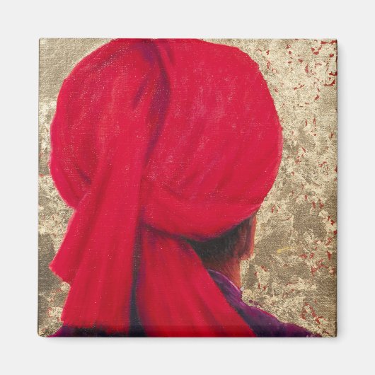 Red Turban auf Gold Leaf 2014 Magnet (Vorne)