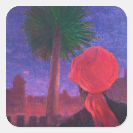 Red Turban dusk Jodhpur 2012 Quadratischer Aufkleber (Vorderseite)