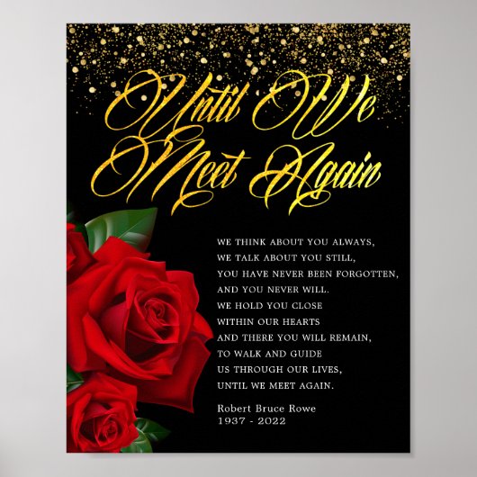 Red Turkish Rose Beerdigung Gedicht Sign Poster (Vorne)