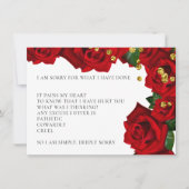 Red Turkish Rose Entschuldigung Karte (Vorderseite)
