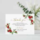 Red Turkish Roses Funeral Thank You Card Dankeskarte (Stehend Vorderseite)