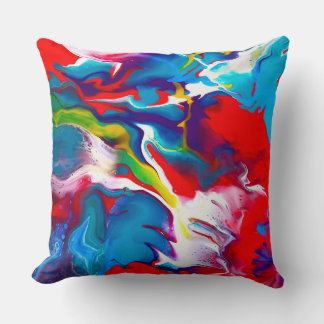 Red & Turquoise Artistic Cushion Cover Kissen
