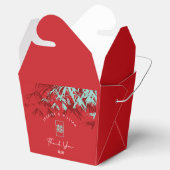 Red & Turquoise Bamboo Blätter Chinesische Hochzei Geschenkschachtel (Geöffnet)
